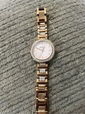 Fossil Rose Gold Tone Crystal Bracelet Watch